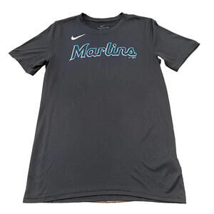 New Nike Miami Marlins Black Dri-Fit Short Sleeve Shirt Size Men's Small